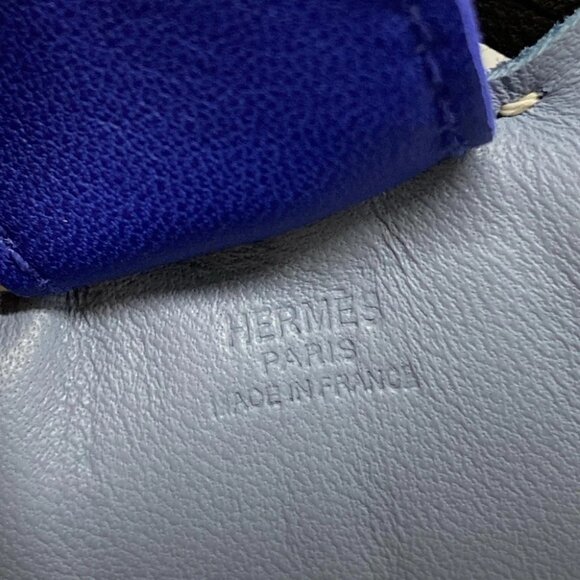 Auth HERMES Rodeo Charm MM Light Blue Blue Black Agneau Milo Bag Charm - Picture 3 of 6